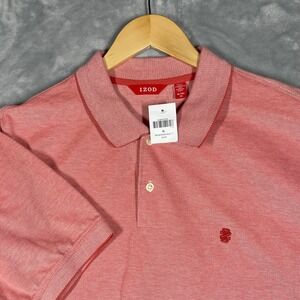 IZOD Mens XL Red Heathered Pique Cotton Short Sleeve Advantage Polo Shirt NEW